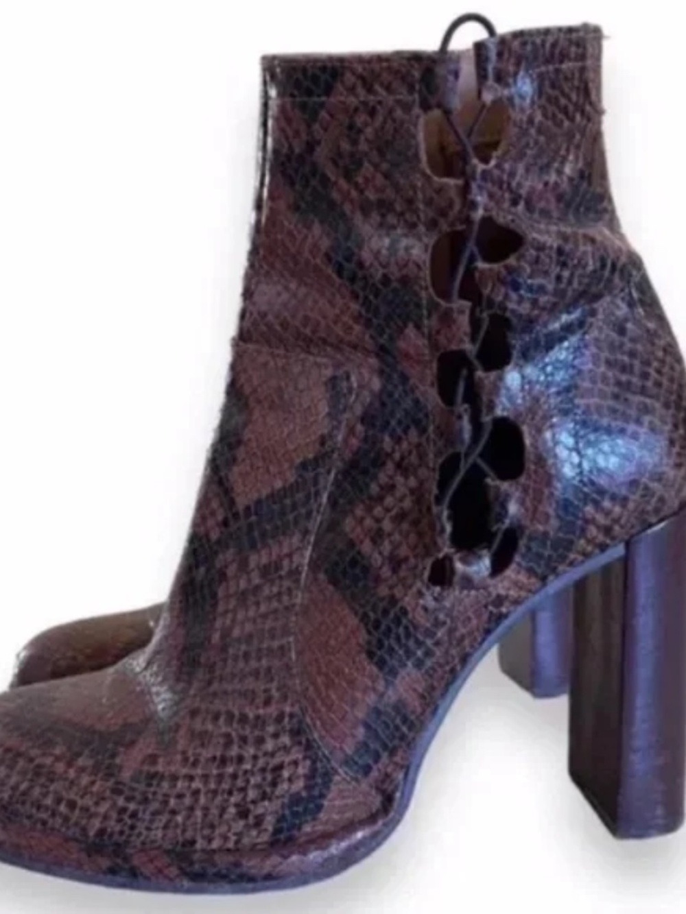 Free People Marietta Snake Heeled Ankle Booties Size 37